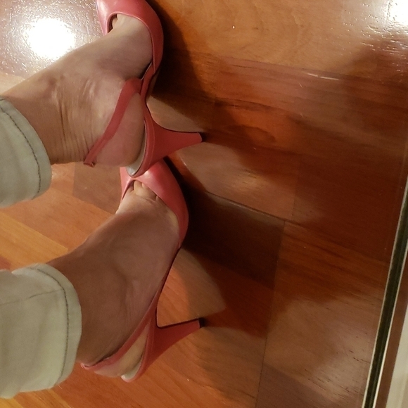 VINTAGE Maserati Coral Leather SlingBack Heels New in Box 8AAA Narrow Beautiful! - Picture 12 of 16